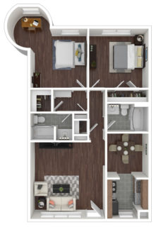 2 Bed / 2 Bath / 1,059 sq ft / Availability: Please Call / Deposit: $300 / Rent: $950